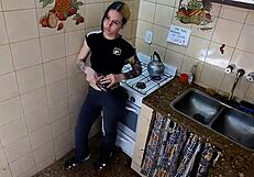 Shy coworker in risky office threesome.