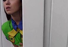 Cute Small Teen In Uniform Sells Cookies And Offers Her Pussy For Business.