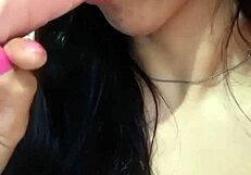 The dark-haired girl acts like a greedy little slut.