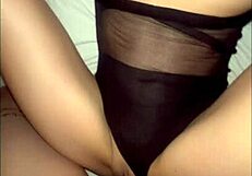 Amateur big ass ebony in lingerie gets fucked hard for the first time at home.