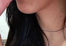 The dark-haired girl acts like a greedy little slut.