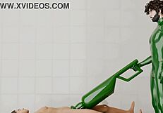 Guy uses rotating machine on another guy