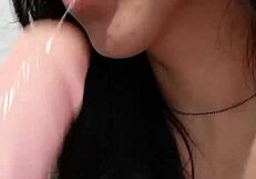 The dark-haired girl acts like a greedy little slut.