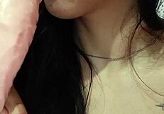 The dark-haired girl acts like a greedy little slut.