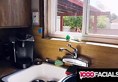 Latina Roommate Sucks Dick in Kitchen