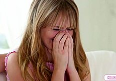 Stepmom facesits blonde to teach lesson!