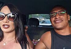 Ride in App with Naughty Driver Flashing Big Tits and Cock