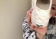 Serbian Girl Removes Sneakers And Shows Bare Feet