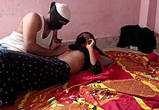 girlfriend gets fucked by boyfriend and his friend in first desi threesome with ass licking and cum on ass