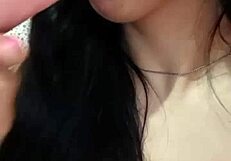 The dark-haired girl acts like a greedy little slut.