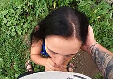 Horny Student Blows Behind Garages!