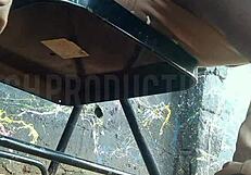 playing up skirt with african teen at park!