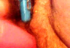 Rubbing hairy pussy with cum masturbation