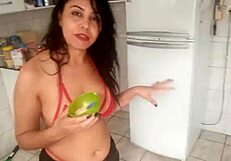 Sarah Rosa Cooks Sexy Papaya Mousse In Lingerie