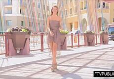 Street upskirt flashing nude