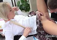 Hey, this elegant girl just got seduced by her older tutor