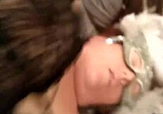 Ginger lady takes on masked amateurs in intense bbw action.