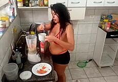 Sarah Rosa Cooks Sexy Papaya Mousse In Lingerie