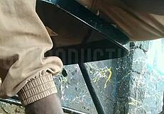 playing up skirt with african teen at park!