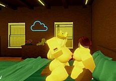 Robloxian BBC dominates two snowbunnies in bed