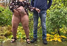 Couple That Pees Together Stays Together. Outdoor Mature Curvy Bonding Ensues.