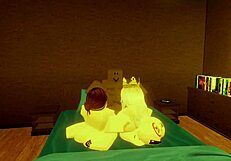 Robloxian BBC dominates two snowbunnies in bed