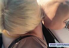 Frances Bentley Rides Monster Cock Sloppily in Car