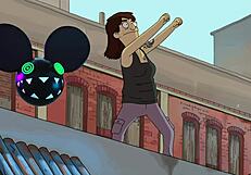 The Dancing Person From The Bob's Burgers Movie Bridged By A Lightwave - Deadmau5