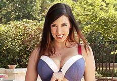 Teasing Jelena Jensen Masturbates Outdoors With Big Tits