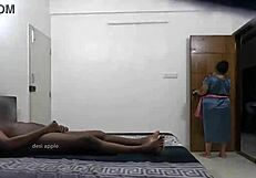 Maid Samantha Gets Flashed a Hard Cock in the Kitchen