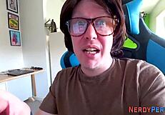 tricked brit gobbles and rides cock