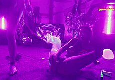 neon party escalates with girls fucking and screaming in pleasure