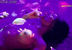 neon party escalates with girls fucking and screaming in pleasure