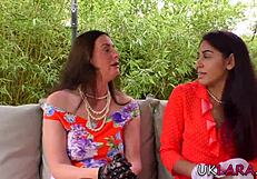 Why does the british slut in stockings lick her lesbian friend's pussy so eagerly?