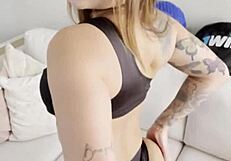 i'm so horny and masturbatin on my boss's sofa