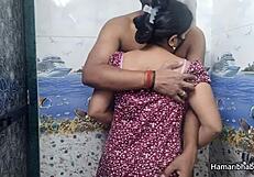 Indian wife gives handjob. Husband cums on her panty.