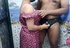 Indian wife gives handjob. Husband cums on her panty.