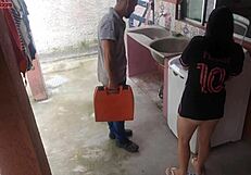 Housewife Pays Technician With Her Ass While Husband Is Away