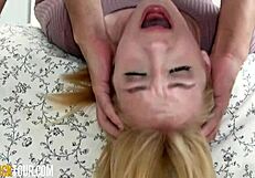 gorgeous blonde takes huge cock deep without gagging