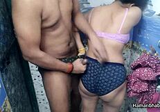 Indian wife gives handjob. Husband cums on her panty.