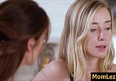 step mom interacts with stepdaughter in a family scenario