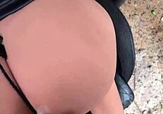 woman gifts husband with little blonde sex toy