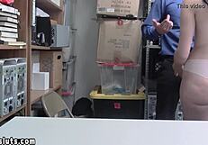 Dirty cop punish fucks a timid teen shoplifter on CCTV!