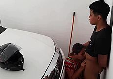 Giving delicious blowjobs to my stepbrother's impressive member