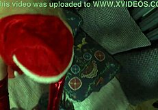 Laura Gets Horny In Her Christmas Pantyhose And Gives Blowjob As A Present
