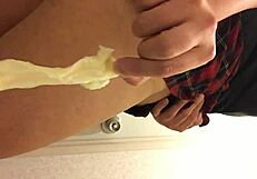 shemale uses toilet with dirty underwear