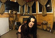 Milfy Calla performs a romantic striptease for her members, slowly undressing and ripping clothes in episode 142.