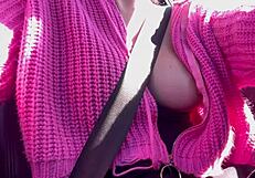 italian horny big tits milf artemisia love flashing her juicy tits while driving around