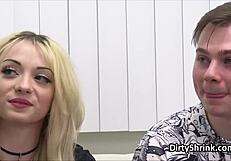 A Relaxing Threesome On The Shrink's Couch With Oral And Licking