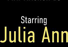 Wild POV busty cougar Julia Ann sucks on big sausage in the kitchen